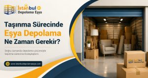 Taşınma sürecinde eşya depolama hizmetini gösteren modern depo alanı