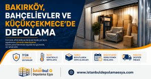Bakırköy, Bahçelievler ve Küçükçekmece'de eşya depolama çözümlerini temsil eden modern depo alanı ve güvenli depolama hizmetleri