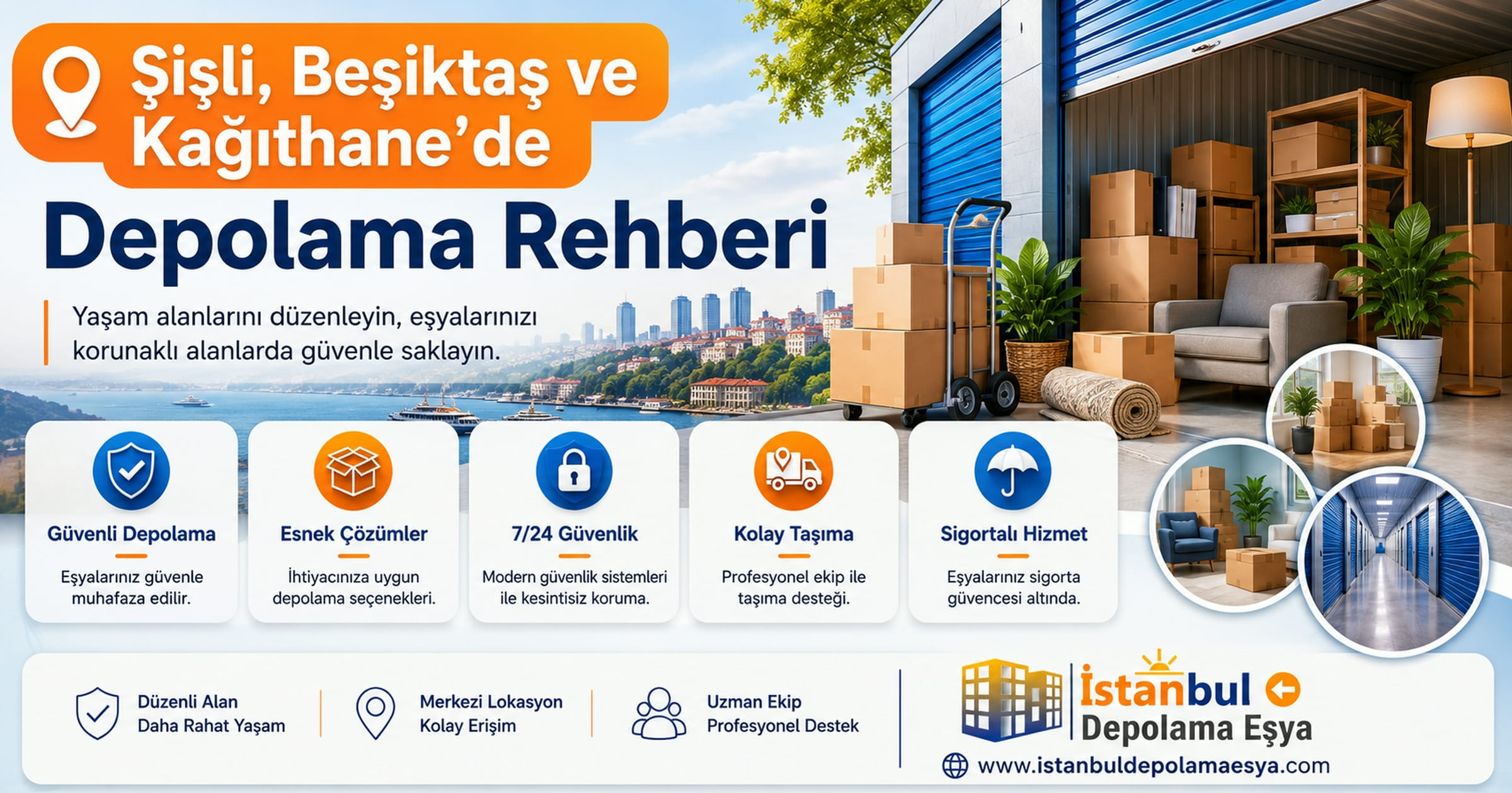 Şişli, Beşiktaş ve Kağıthane'de depolama ihtiyaçları için şehir yaşamına uygun depolama çözümlerini gösteren görsel